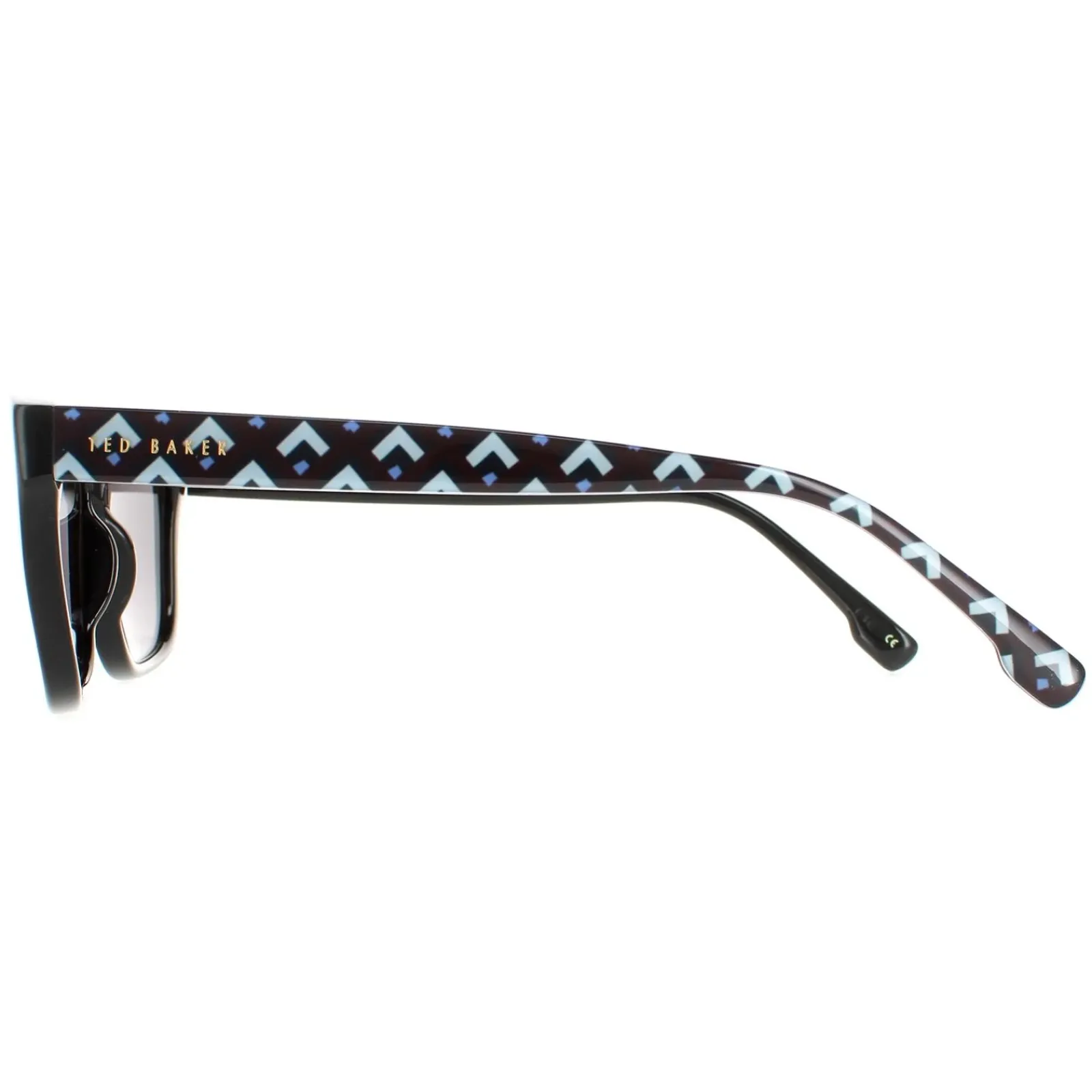 Ted Baker Rectangle^Sunglasses TB1455 Dane 011 Polished Black Patterned Grey