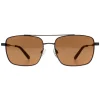 Ted Baker Rectangle^Sunglasses TB1720 Elijah 910 Shiny Light Gunmetal Brown