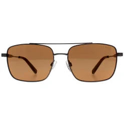 Ted Baker Rectangle^Sunglasses TB1720 Elijah 910 Shiny Light Gunmetal Brown