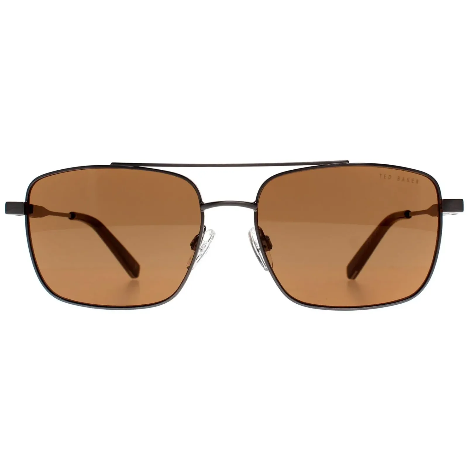 Ted Baker Rectangle^Sunglasses TB1720 Elijah 910 Shiny Light Gunmetal Brown