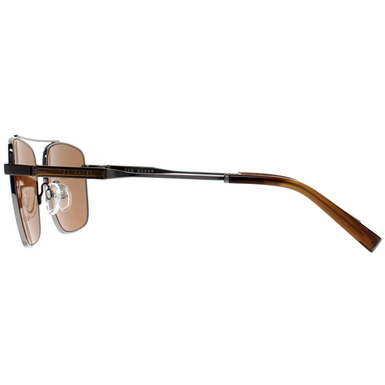 Ted Baker Rectangle^Sunglasses TB1720 Elijah 910 Shiny Light Gunmetal Brown