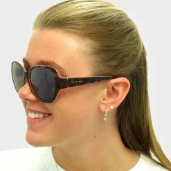 Ted Baker Oval|Ted Baker^Sunglasses TB1394 Shay 132 Havana Brown Flower Print Brown