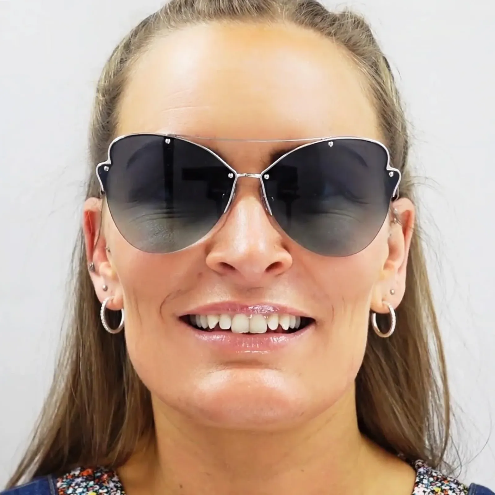 Tiffany Cat-Eye^Sunglasses 3063 60074L Black Blue Gradient
