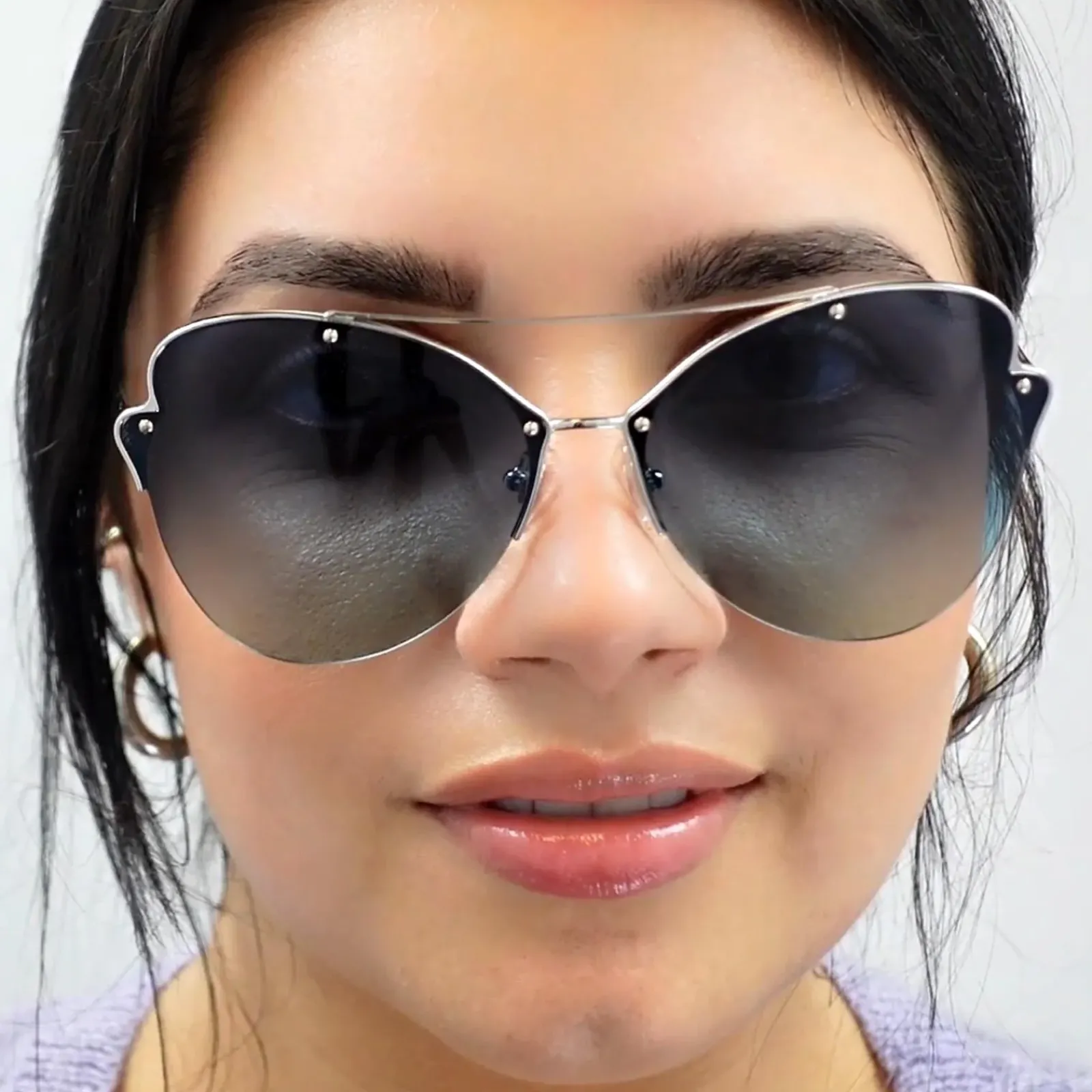 Tiffany Cat-Eye^Sunglasses 3063 60074L Black Blue Gradient