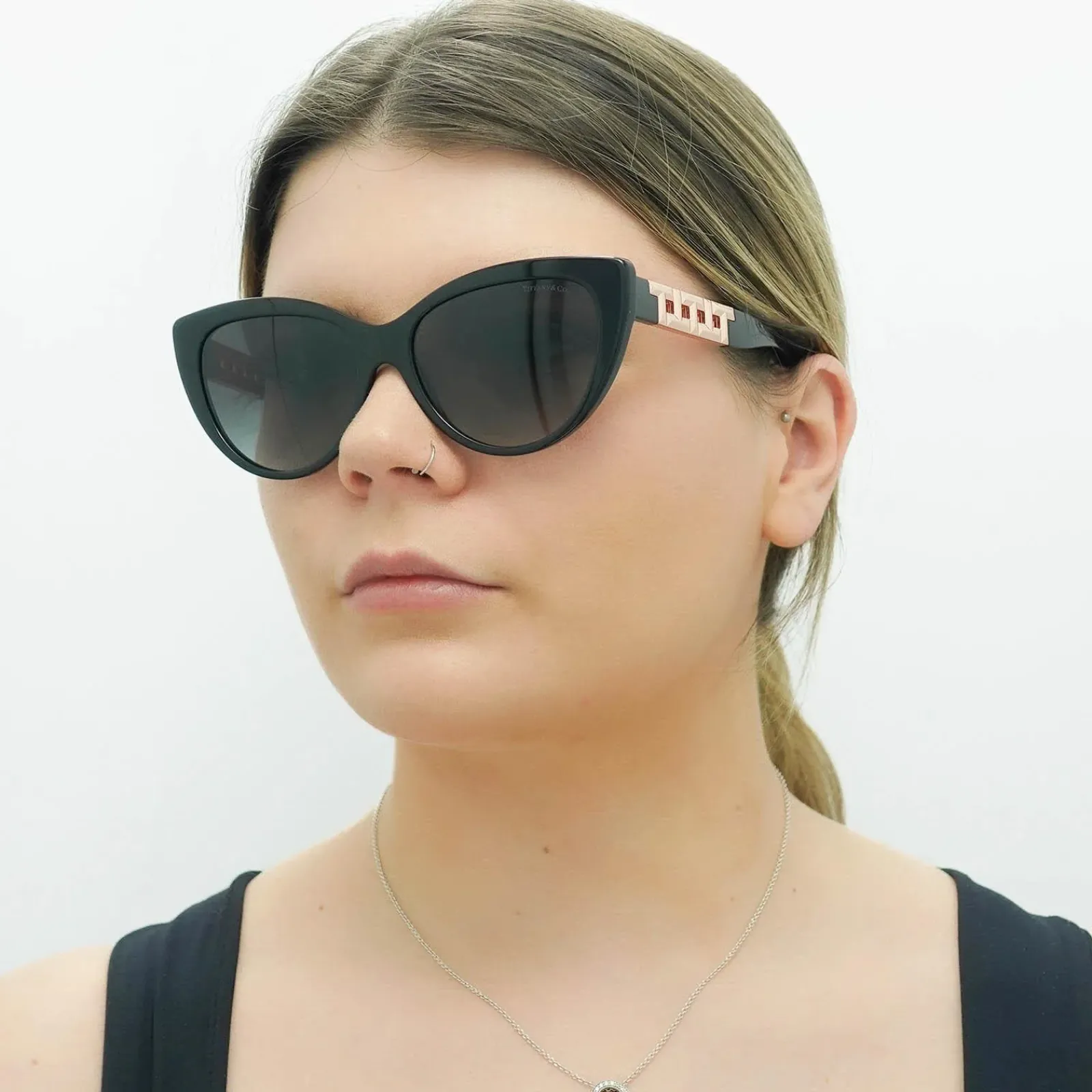 Tiffany Cat-Eye^Sunglasses TF4196 80013C Black Grey Gradient