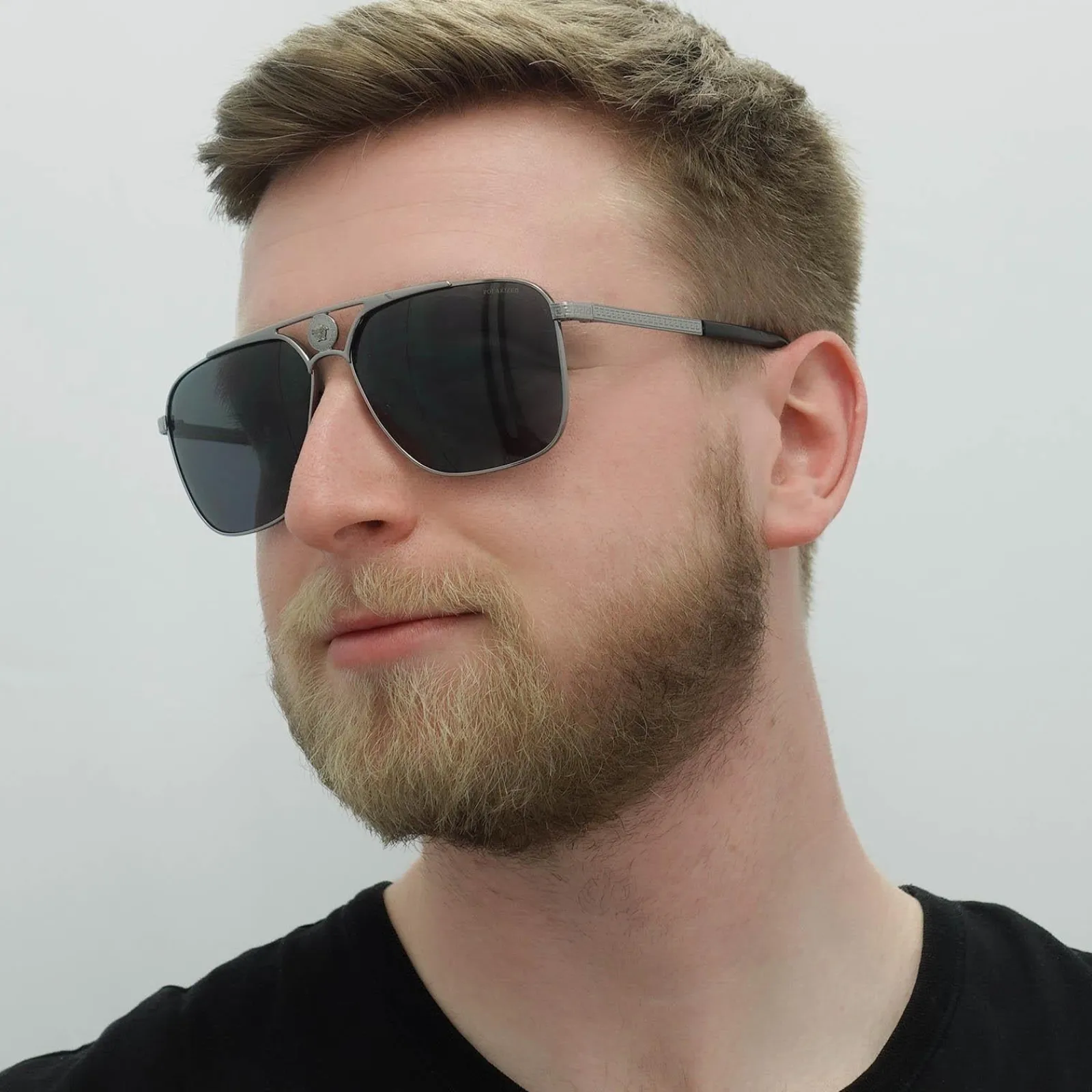 Versace Versace|Rectangle^Sunglasses VE2238 100181 Gunmetal Dark Grey Polarized