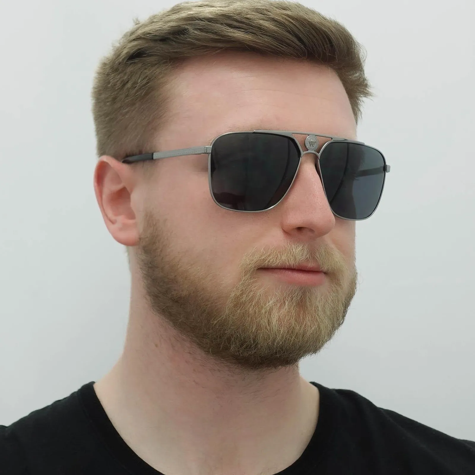 Versace Versace|Rectangle^Sunglasses VE2238 100181 Gunmetal Dark Grey Polarized