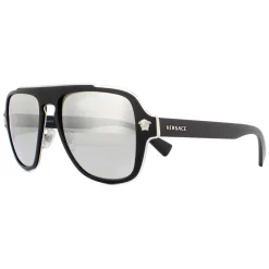 Versace Aviator|Versace^Sunglasses VE2199 10006G Matte Black Dark Grey Silver Mirror