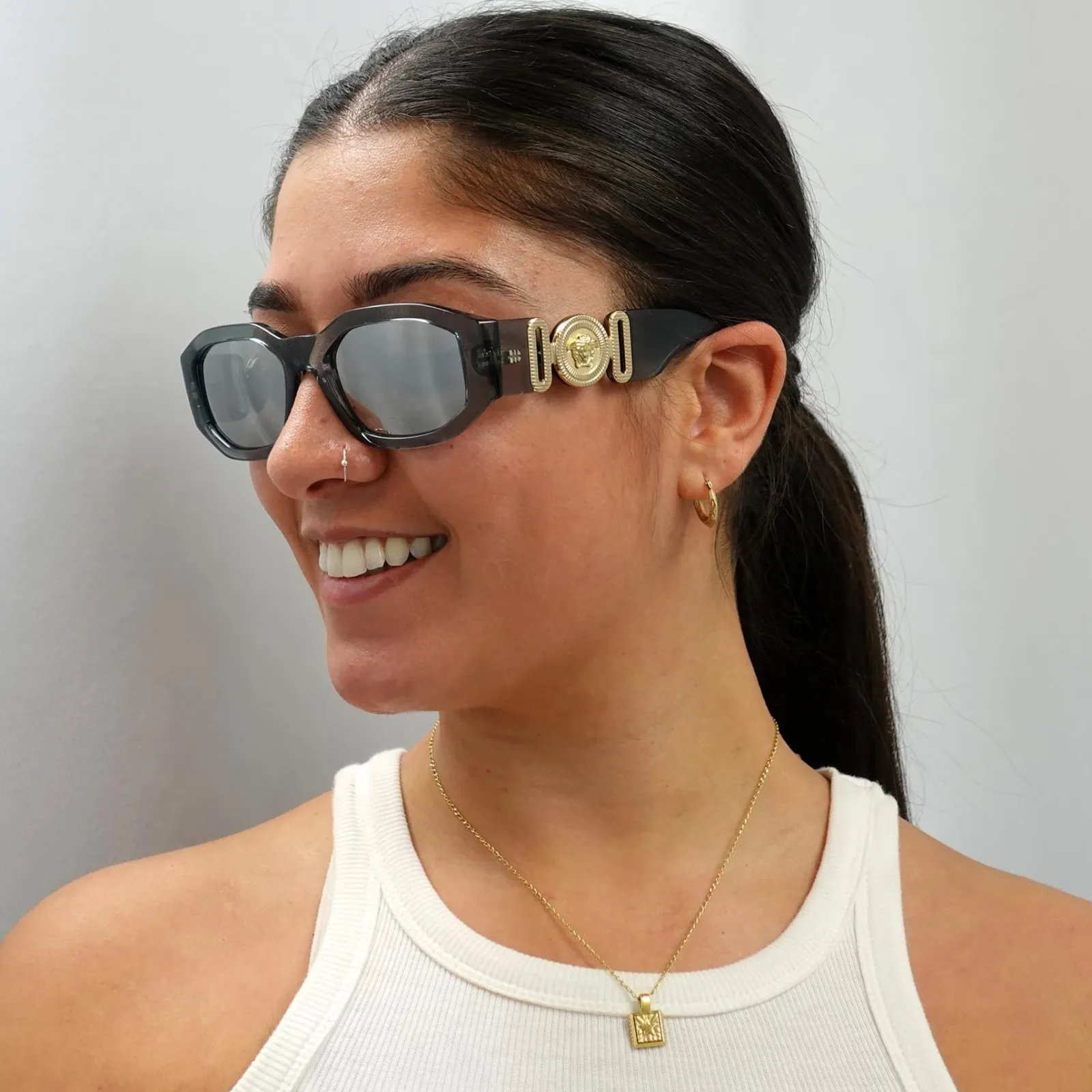 Versace Rectangle^Sunglasses VE4361 311/6G Transparent Grey Light Grey Silver Mi