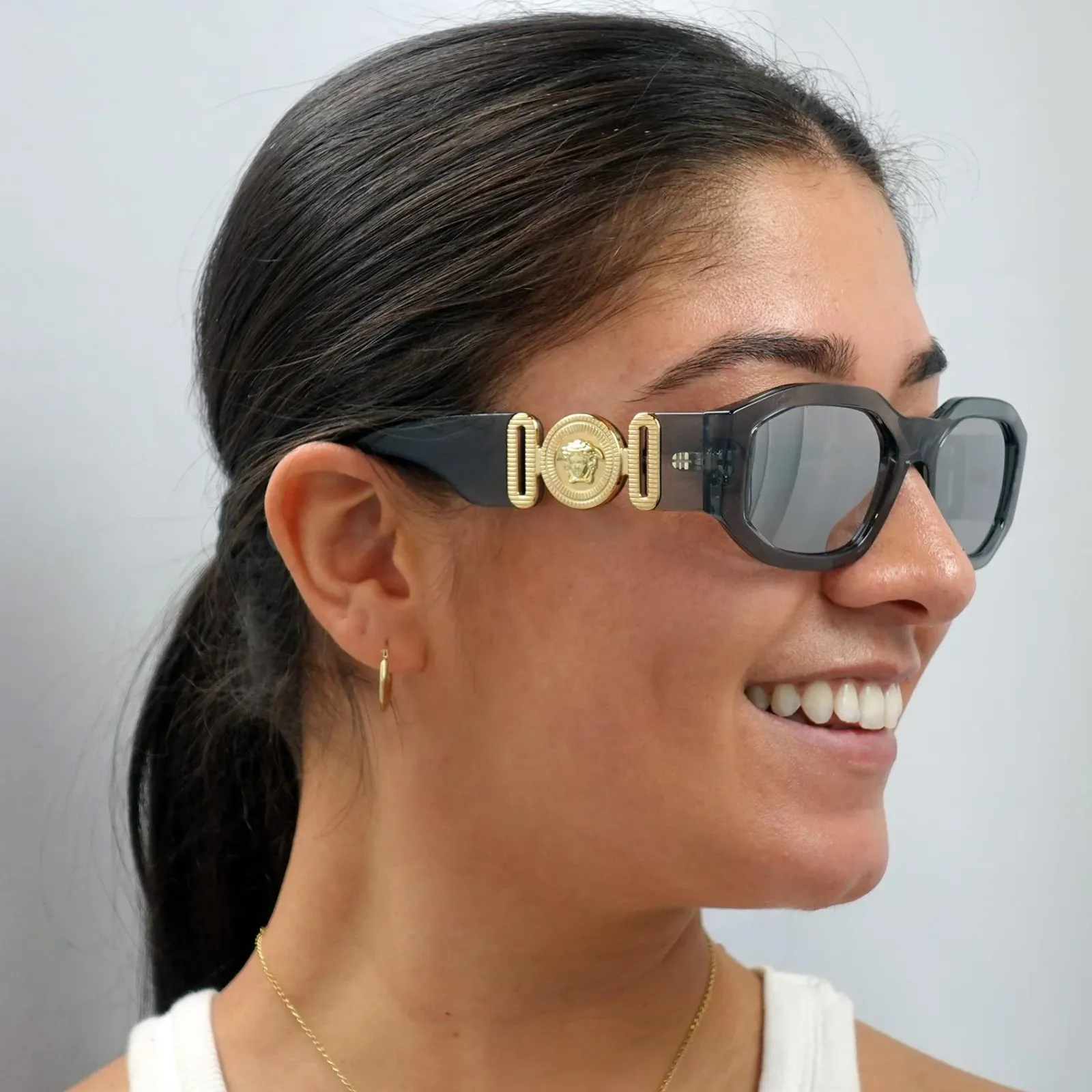 Versace Rectangle^Sunglasses VE4361 311/6G Transparent Grey Light Grey Silver Mi