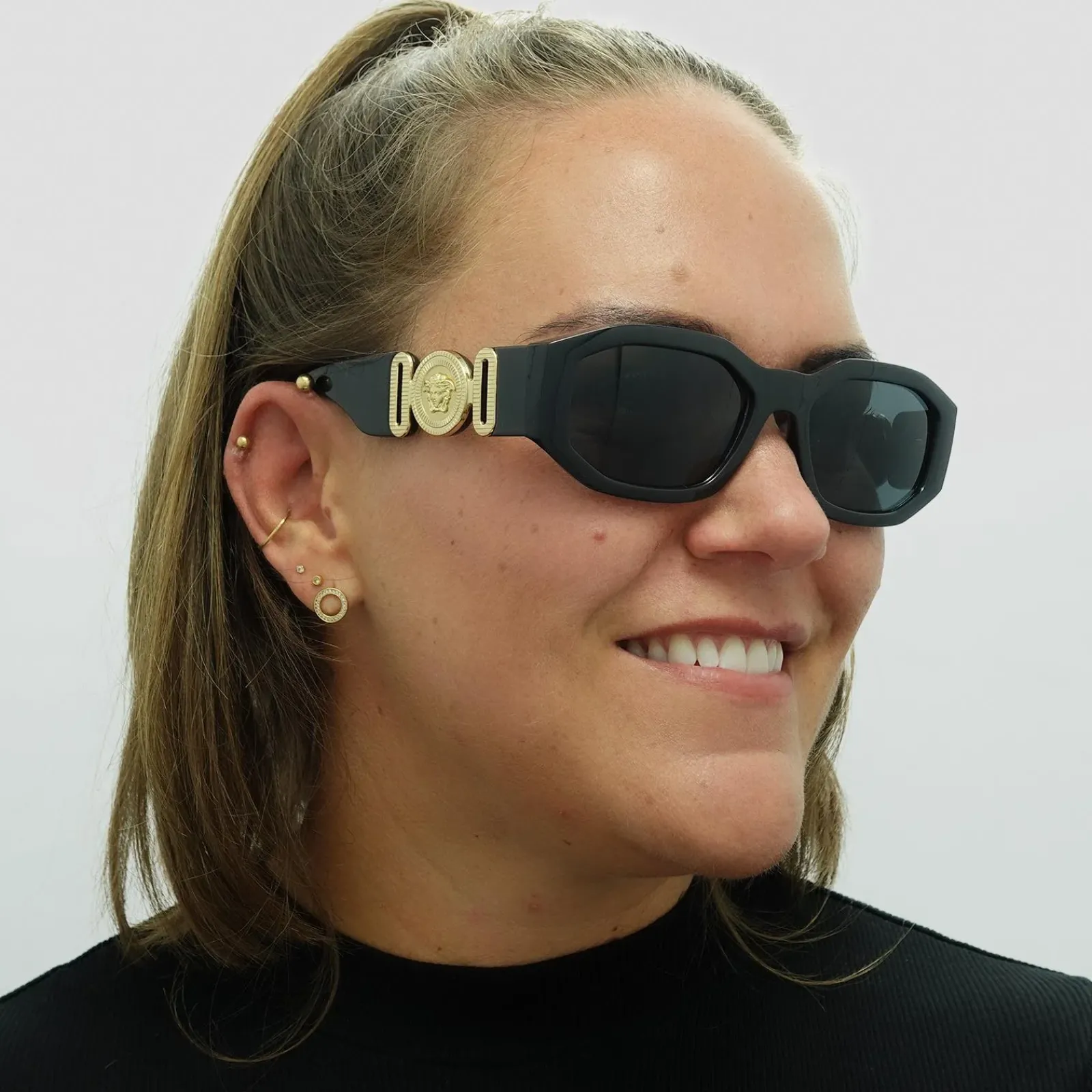 Versace Rectangle^Sunglasses VE4361 GB1/87 Black Dark Grey