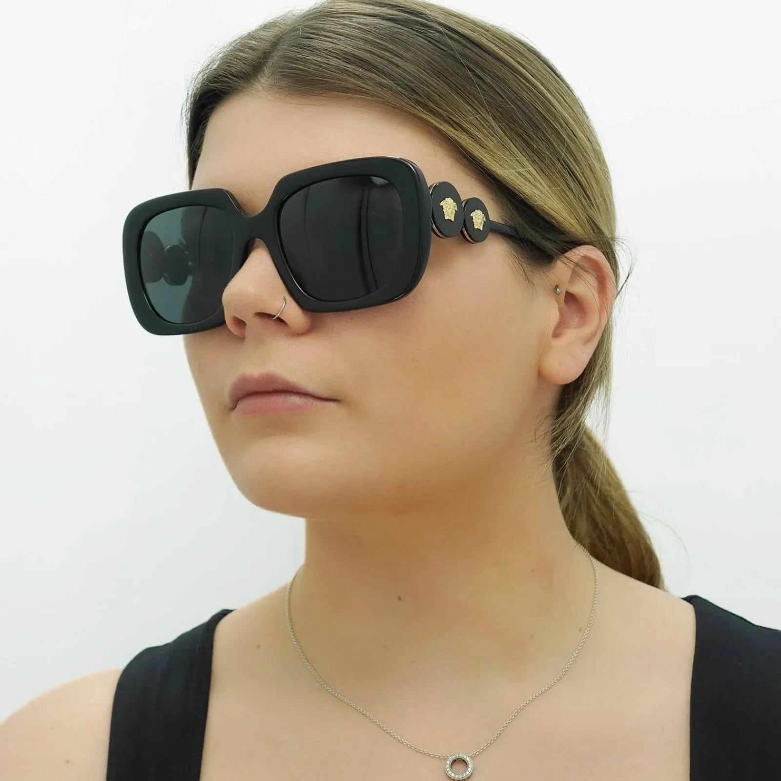 Versace Square|Versace^Sunglasses VE4434 GB1/87 Black Dark Grey