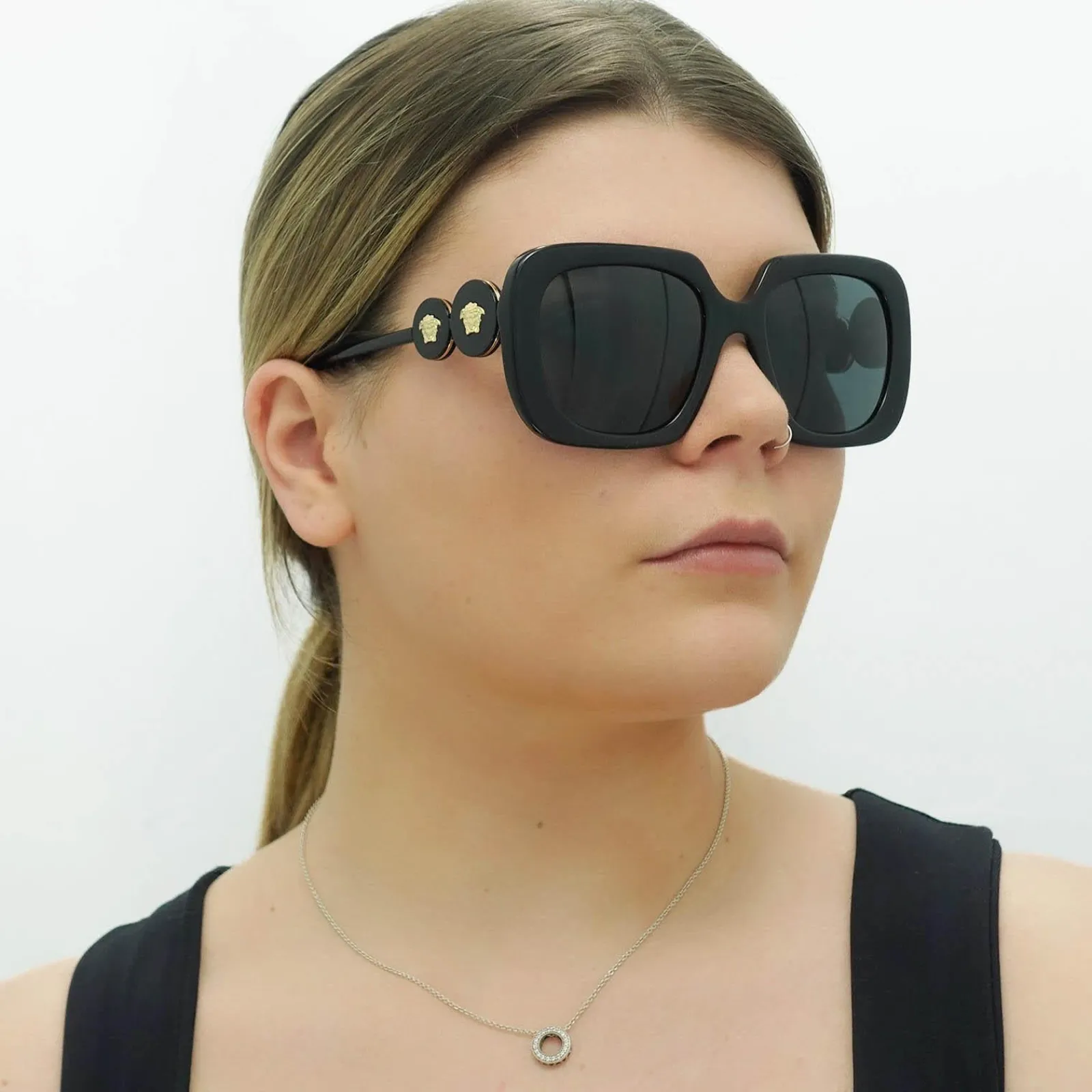 Versace Square|Versace^Sunglasses VE4434 GB1/87 Black Dark Grey