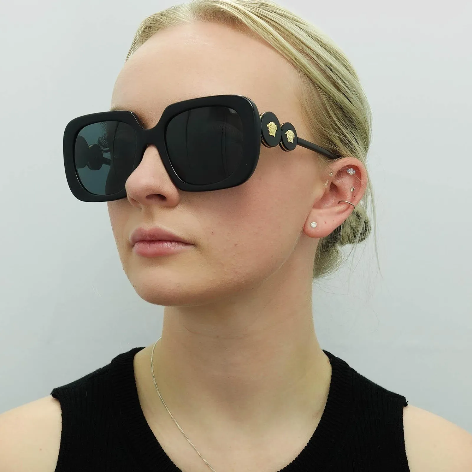 Versace Square|Versace^Sunglasses VE4434 GB1/87 Black Dark Grey