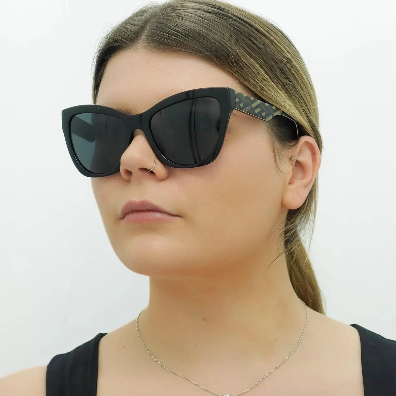 Versace Versace|Cat-Eye^Sunglasses VE4417U 535887 Black Pattern Dark Grey