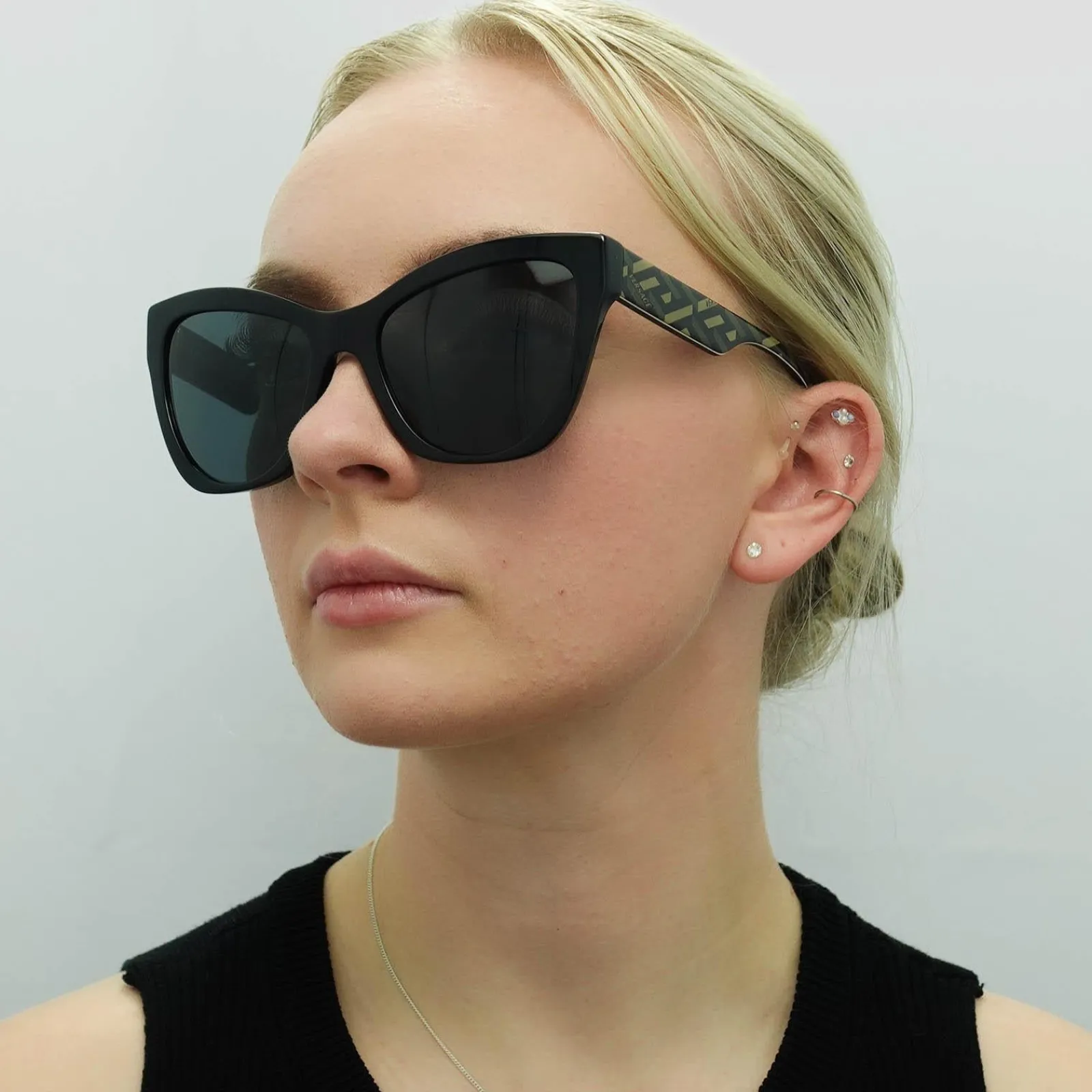 Versace Versace|Cat-Eye^Sunglasses VE4417U 535887 Black Pattern Dark Grey