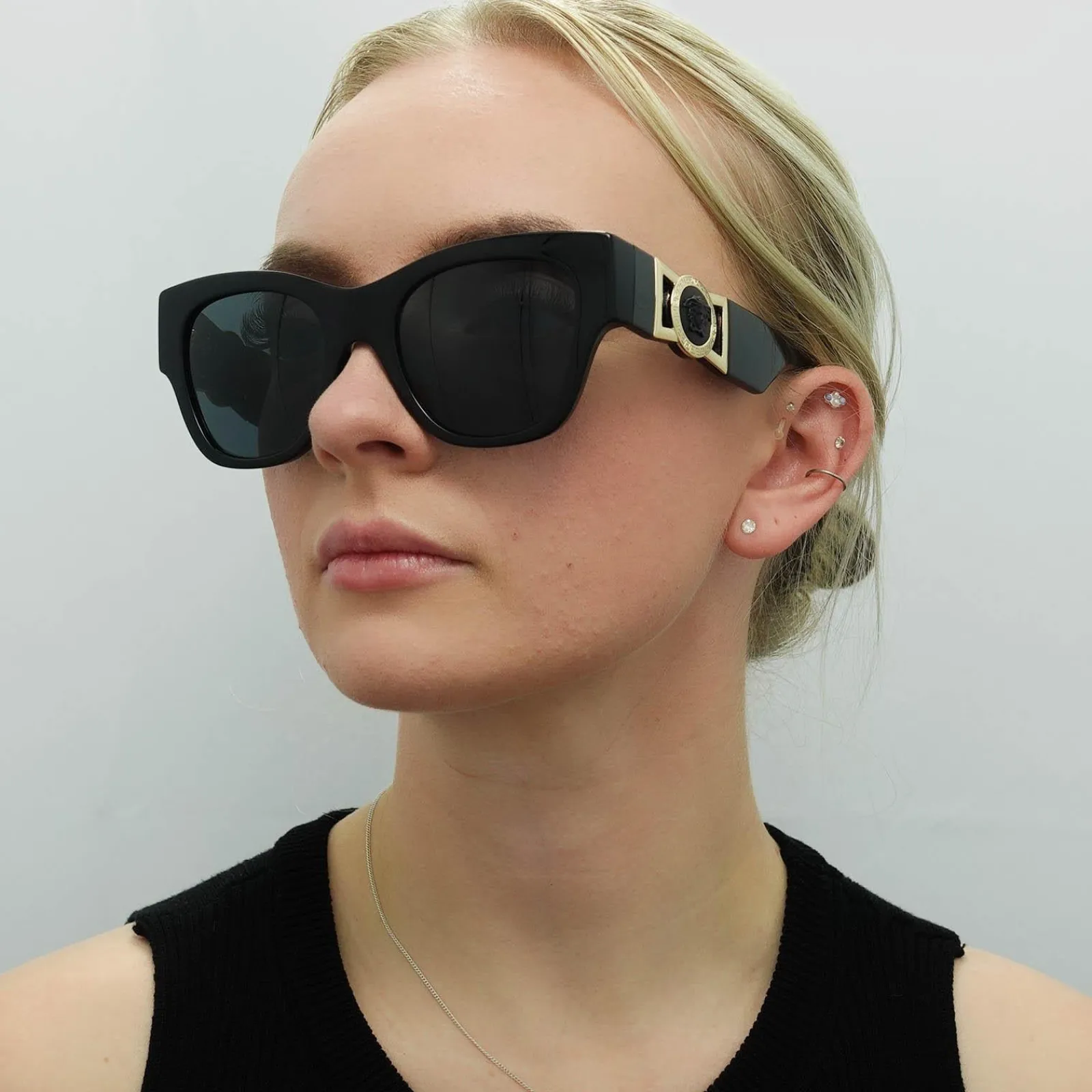 Versace Versace|Cat-Eye^Sunglasses VE4415U GB1/87 Black Dark Grey